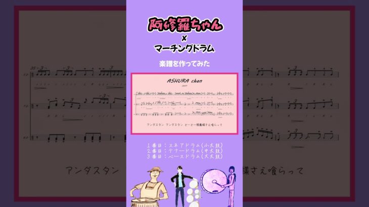 【阿修羅ちゃん】マーチングドラムの楽譜を作ってみた