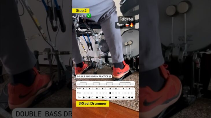 Double Bass Drum practice 1 – Do try this one at home 👀 #xavidrummer #drumpractice #drumsharing
