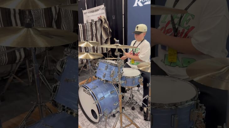 Nashville drum show on this beautiful Rogers kit. #johnmilesbrockman #musiccitydrumshow